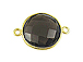 Gold over Sterling Silver Gemstone Bezel Small Round Link - Smoky Quartz