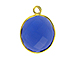 Gold over Sterling Silver Gemstone Bezel Pendants - Dark Blue Calcedony