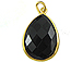 Gold over Sterling Silver Gemstone Bezel Teardrop - Black Onyx