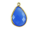 Gold over Sterling Silver Gemstone Bezel Teardop - Dark Blue Chalcedony