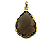 Gold over Sterling Silver Gemstone Bezel Teardrop - Smoky Quartz 