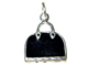 Sterling Silver Black Enameled Purse Charm 