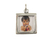 Sterling Silver Double Sided Plain Square Picture Frame Charm with Jumpring