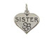 Sterling Silver Heart with Sister Charm with Jumpring