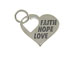 Sterling Silver Heart with Faith Hope Love Charm with Jumpring