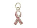 Sterling Silver Pink Breast Cancer Ribbon with Swarovski Crystals Charm with Jumpring