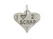 Sterling Silver Heart with I Love 2 Scrap Charm with Jumpring