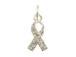 Sterling Silver Clear Lung Cancer Awareness Ribbon with Swarovski Crystals Charm with Jumpring