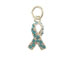 Sterling Silver Teal Awareness Ribbon with Swarovski Crystals Charm with Jumpring