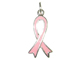 Sterling Silver Pink Enamel Breast Cancer Awareness Ribbon Charm 