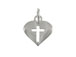 Sterling Silver Heart with Cut out Cross Charm with Jumpring
