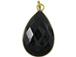 Black Onyx Large Teardop Faceted Gemstone Bezel Gold Plated Pendant