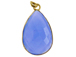Dusk Blue Chalcedony Large Teardop Faceted Gemstone Bezel Gold Plated Pendant