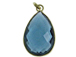 London Blue Hydro Large Teardop Faceted Gemstone Bezel Gold Plated Pendant