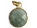 Aquamarine Round  Faceted Gemstone Bezel Set Gold Plated Pendant