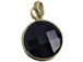 Black Onyx Round  Faceted Gemstone Bezel Set Gold Plated Pendant