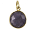 Iolite Round  Faceted Gemstone Bezel Set Gold Plated Pendant