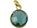 London blue Hydro Round  Faceted Gemstone Bezel Set Gold Plated Pendant