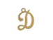 14K Gold Filled 11mm Alphabet Cursive Script Charm -  D