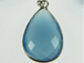 Sterling Silver Gemstone Bezel Large Pendant - Dusky Blue Chalcedony