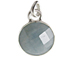 Sterling Silver Gemstone Round Bezel  Pendant - Aquamarine