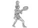 Sterling Silver Female Tennis Player Charm 