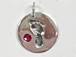 Sterling Silver Baby Feet Birthstone Charm - July