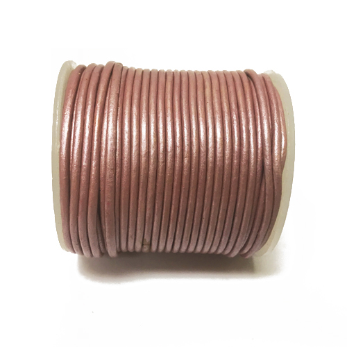 25 Meters - Baby Pink Metallic Leather 1.5mm Round Leather Cord
