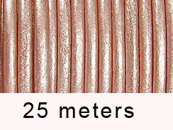 25 Meters -  Light Salmon Metallic Leather 2mm Round Leather Cord