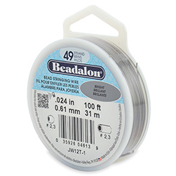 Beadalon 49-Strand Bead Stringing Wire, 0.024-Inch, Bright, 100-Feet