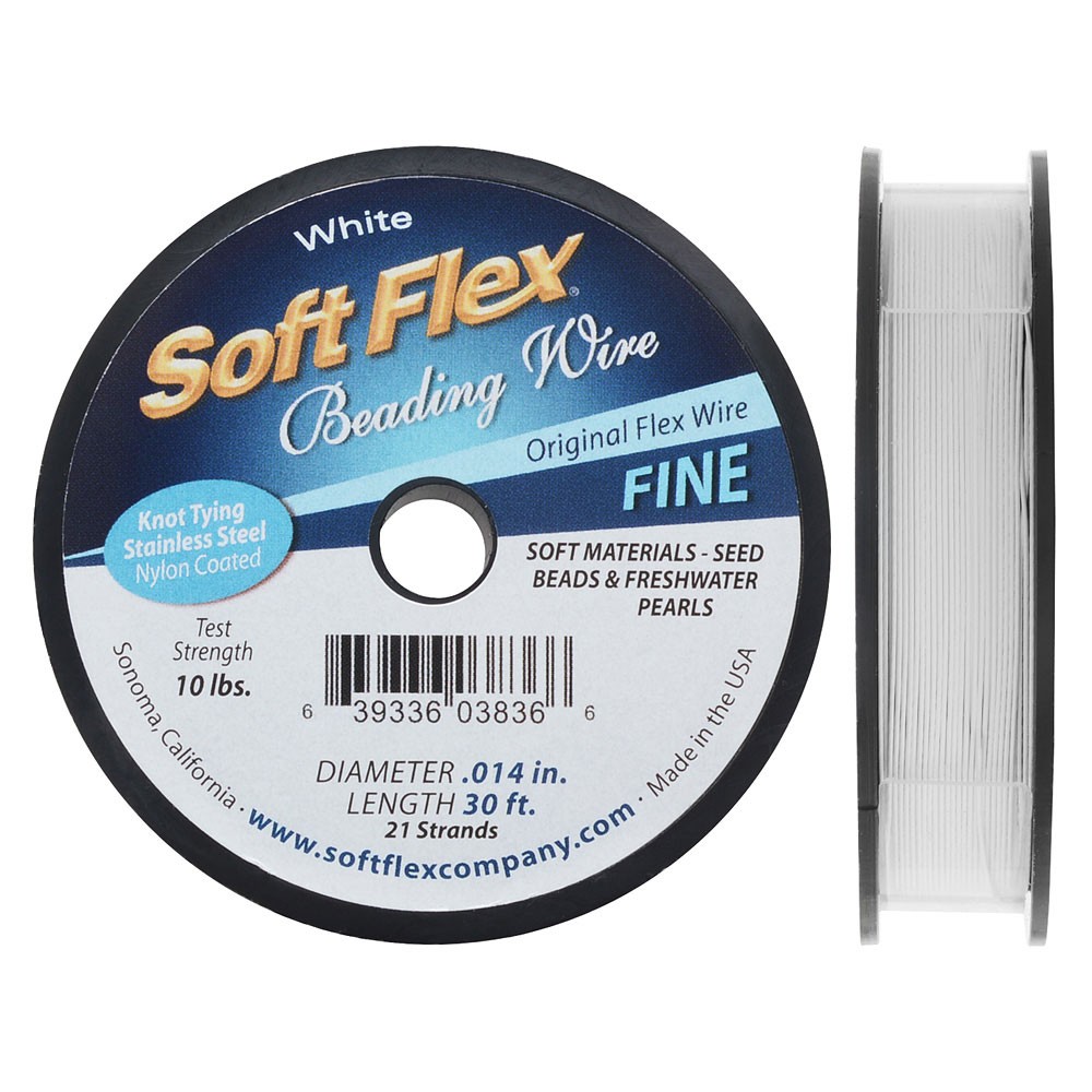 Soft Flex, 21 Strand Fine Beading Wire .014 inch Thick, 30 Feet, White