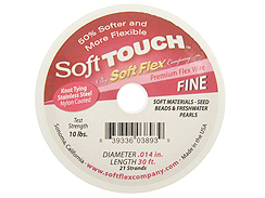 30 Feet - Soft Touch .014 inch FINE 21 Strand Wire  Clear (Satin Silver)