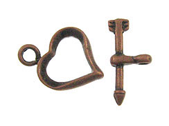 Antique Copper Plated Brass Heart Toggle Clasp 