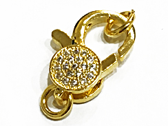 CZ Pave Clasp 16mm Lobster Claw Clasp, Gold Finish