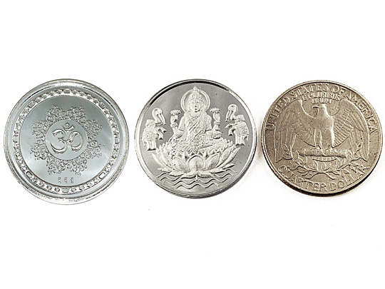 Laxmi Lakshmi Coin Pure 999 Silver Coin hallmarked 999 5Gm Silver Coin Hindu Religous Coin 25mm/1" Silver Coins