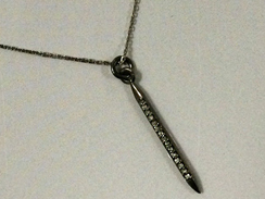 27 x 1.8 mm Spike Pendant with Sterling Silver 18"  Anchor Chain Necklace