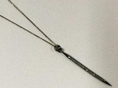 40 x 1.8 mm Spike Pendant with Sterling Silver 18"  Anchor Chain Necklace