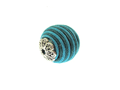 22mm Round Fabric Beads - Blue