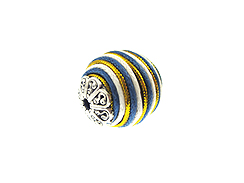 22mm Round Fabric Beads - White, Blue, & Gold