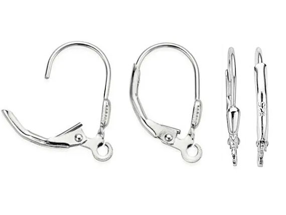 Sterling Silver Leverback Earring Hook with Closed Loop #97449