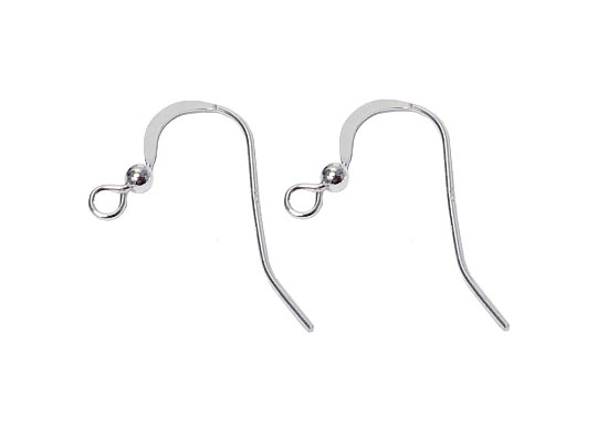Sterling Silver French Hook Earwire with Ball, 15mm,  Bulk Pack of 1000pc 