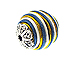 22mm Round Fabric Beads - White, Blue, & Gold