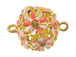 20mm Gold Plated Enameled Flower Ball Link with Rhinestone Accents *Temporarily out of stock*