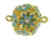 20mm Gold Plated Enameled Flower Ball Link with Rhinestone Accents *Temporarily out of stock*