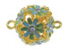 20mm Gold Plated Enameled Flower Ball Link with Rhinestone Accents *Temporarily out of stock*