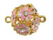 20mm Gold Plated Enameled Flower Ball Link with Rhinestone Accents *Temporarily out of stock*