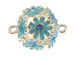 20mm Silver Plated Enameled Flower Ball Link with Rhinestone Accents *Temporarily out of stock*