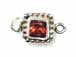 Sterling Silver Square -Strand Box Clasp With Garnet Zircon