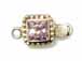 Sterling Silver Square -Strand Box Clasp With Lavender Zircon