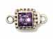 Sterling Silver Square -Strand Box Clasp With Purple Zircon